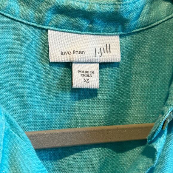 J. Jill Love Linen Turquoise Sleeveless Button Down Tunic Top - size XS - Picture 5 of 7